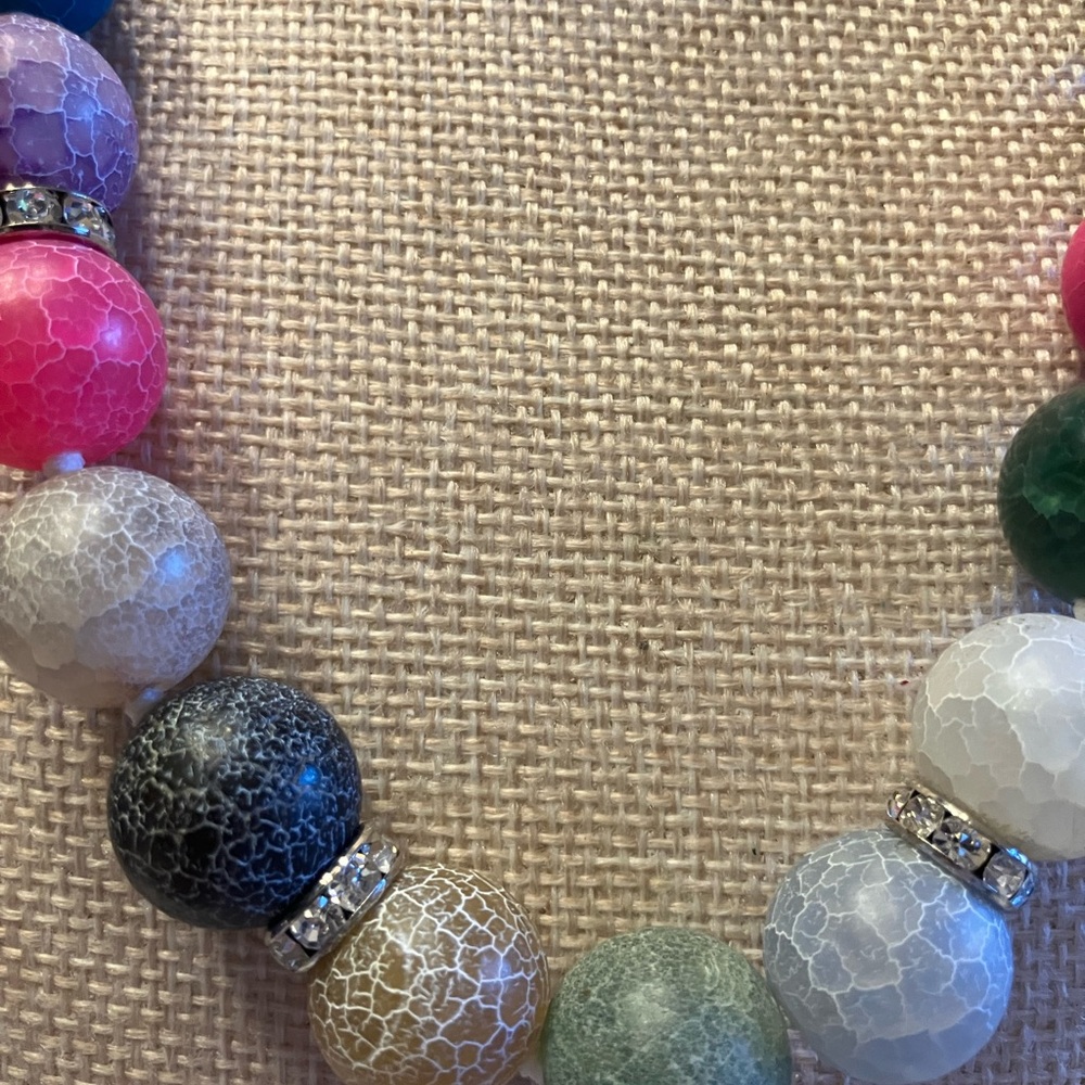 LUCAS LAMETH VINTAGE 925 STERLING SILVER MULTI COLOR QUARTZ GEMSTONE NECKLACE - Picture 6 of 10